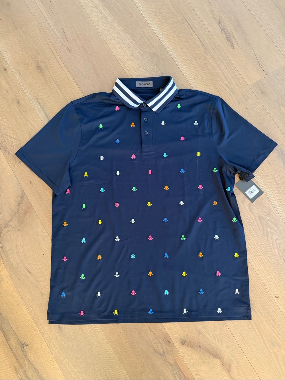G/FORE Embroidered Tech Jersey Polo with Multicolor Skull Embroidery